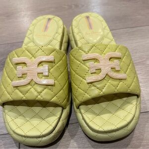 Sam Edelman Quilted Yellow Slides